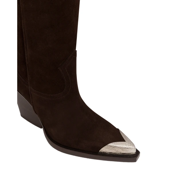El Dorado 100 Embellished Toe Boots in Cioccolato Suede PX965XV003 - Image 5