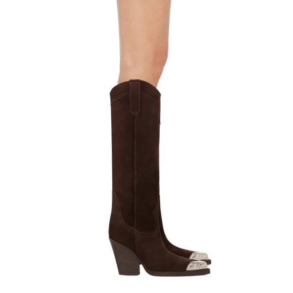 El Dorado 100 Embellished Toe Boots in Cioccolato Suede PX965XV003 - Image 6
