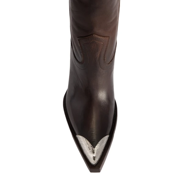 El Dorado 100 Embellished Toe Boots in Ebano Leather - Image 5