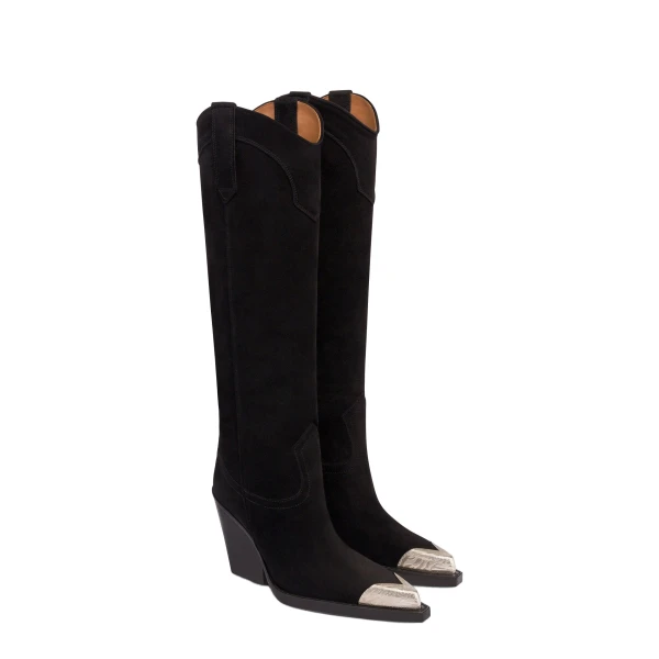 El Dorado 100 Embellished Toe Boots in Off Black Suede - Image 2