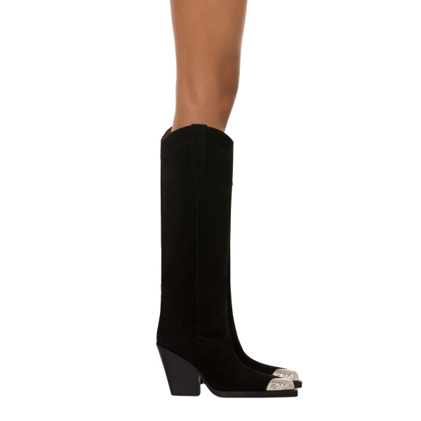El Dorado 100 Embellished Toe Boots in Off Black Suede - Image 6