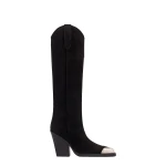 Paris Texas El Dorado 100 Embellished Toe Boots in Off Black Suede