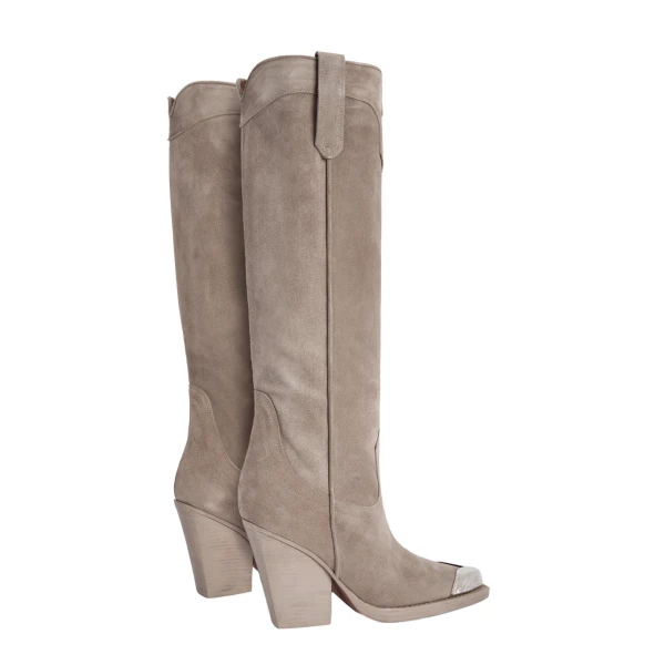 El Dorado 100 Embellished Toe Boots in Stone Suede - Image 3