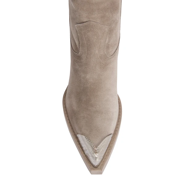 El Dorado 100 Embellished Toe Boots in Stone Suede - Image 4