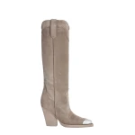 Paris Texas El Dorado 100 Embellished Toe Boots in Stone Suede