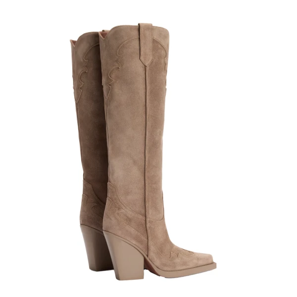 El Dorado 100 Embroidered Boots in Taupe Suede - Image 3