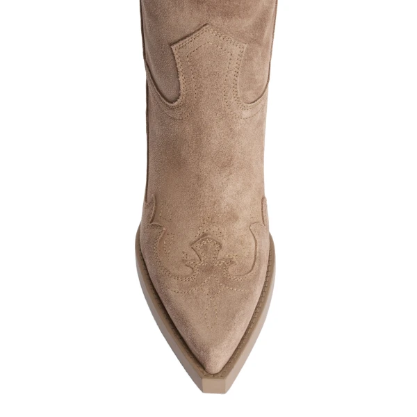 El Dorado 100 Embroidered Boots in Taupe Suede - Image 5