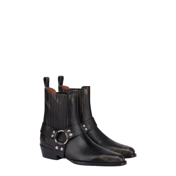 Helena 35 Ankle Boots in Black Brushed Leather - Image 2