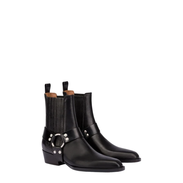 Helena 35 Ankle Boots in Black Shiny Vintage Leather - Image 2