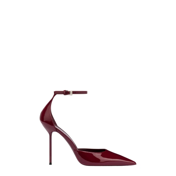 Paris Texas Lidia 105 Ankle-Strap Pumps in Rouge Noir Patent Leather