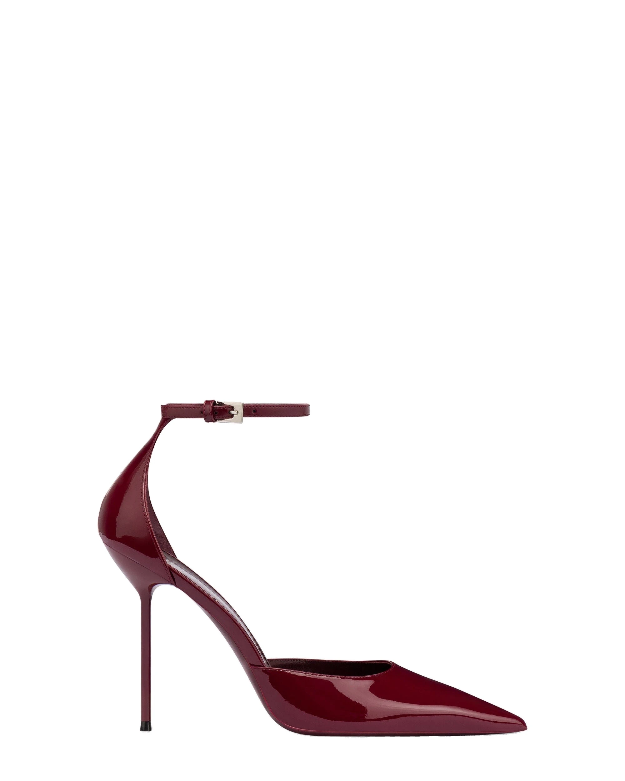 Paris Texas Lidia Ankle-Strap Pumps in Rouge Noir | Luxury Shoes Paris Texas Lidia 105 Ankle-Strap Pumps in Rouge Noir Patent Leather