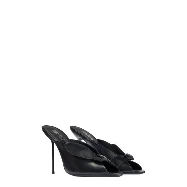 Lidia 105 Bow Mules in Black Nappa Leather - Image 2