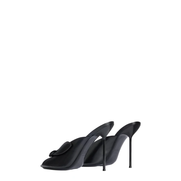 Lidia 105 Bow Mules in Black Nappa Leather - Image 3