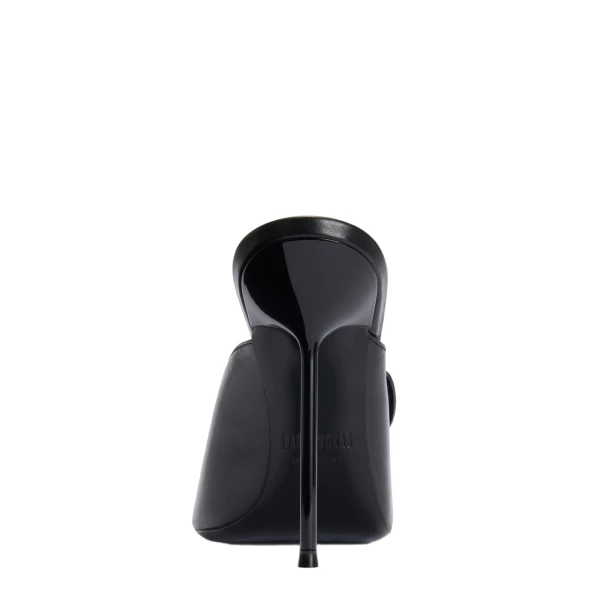 Lidia 105 Bow Mules in Black Nappa Leather - Image 4