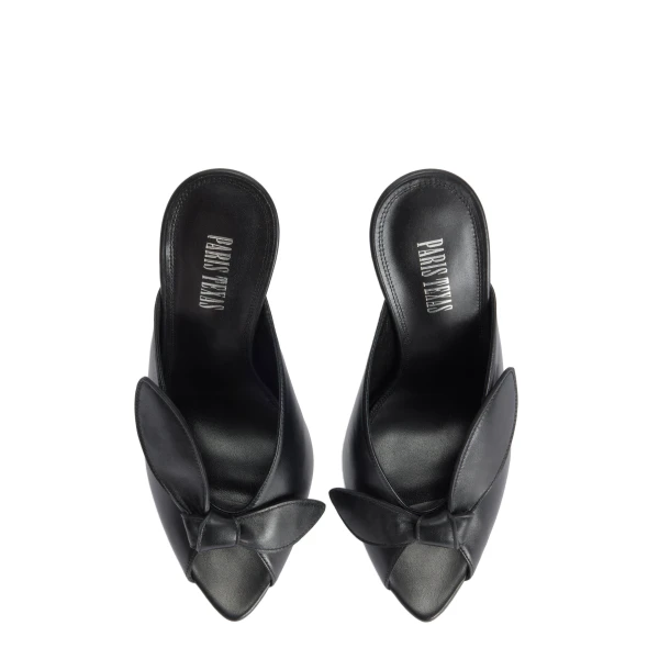 Lidia 105 Bow Mules in Black Nappa Leather - Image 5
