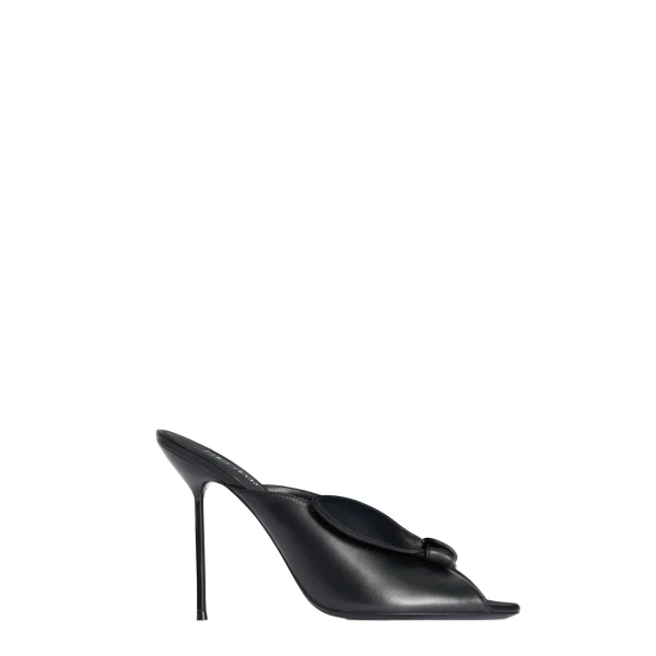 Lidia 105 Bow Mules in Black Nappa Leather