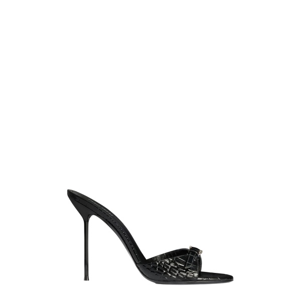 Paris Texas Lidia 105 Buckle Mules in Carbone Croc-Embossed Leather