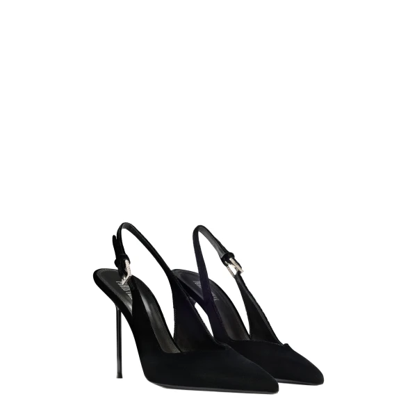Lidia 105 Buckle Slingbacks in Black Velvet - Image 2