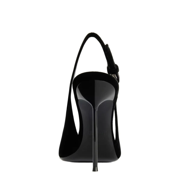 Lidia 105 Buckle Slingbacks in Black Velvet - Image 4