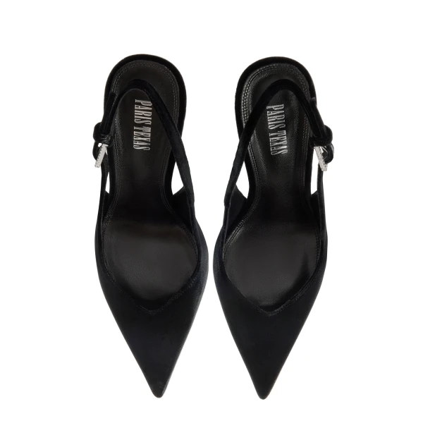 Lidia 105 Buckle Slingbacks in Black Velvet - Image 5