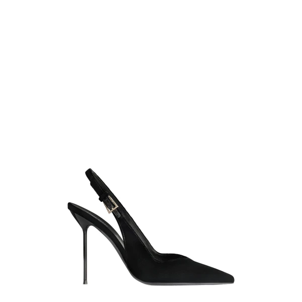 Lidia 105 Buckle Slingbacks in Black Velvet