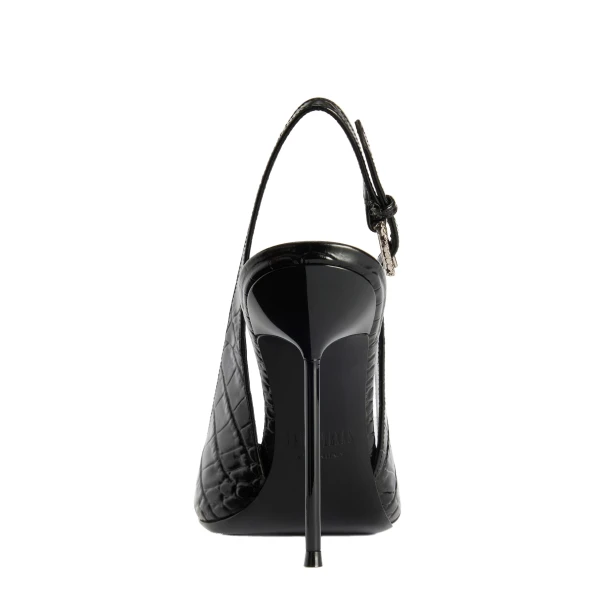 Lidia 105 Buckle Slingbacks in Carbone Croc-Embossed Leather - Image 4
