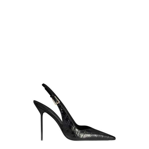 Paris Texas Lidia 105 Buckle Slingbacks in Carbone Croc-Embossed Leather