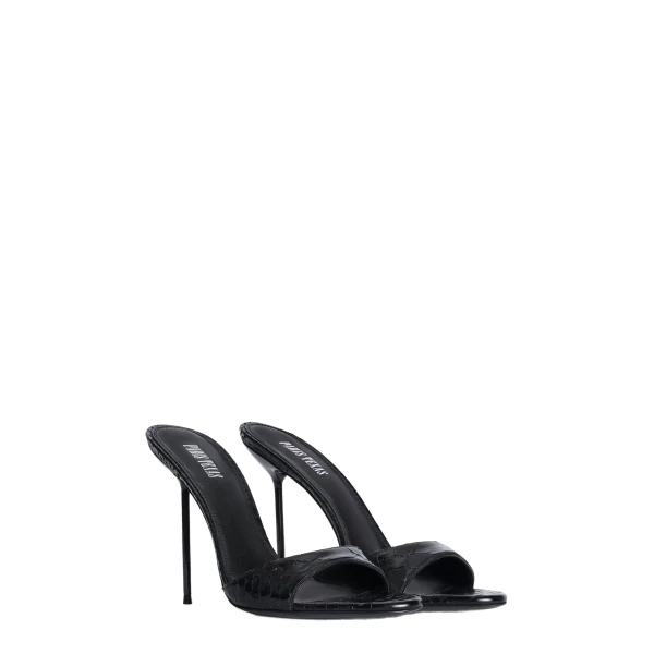 Lidia 105 Mules in Black Python-Print Leather - Image 2