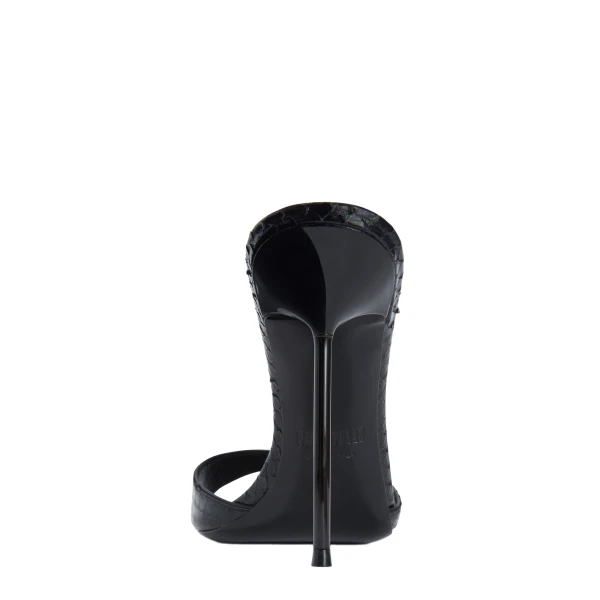 Lidia 105 Mules in Black Python-Print Leather - Image 4