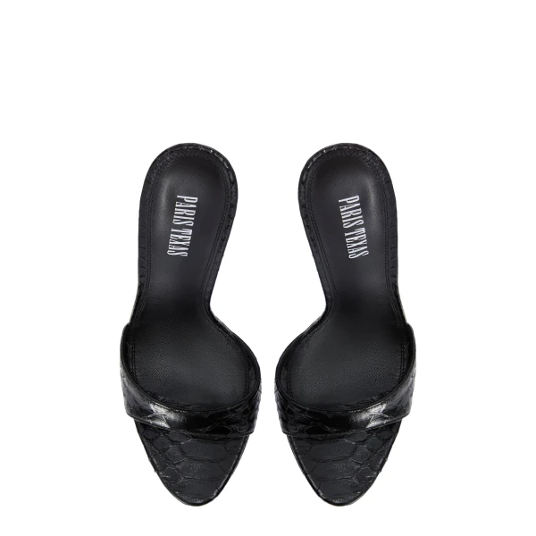 Lidia 105 Mules in Black Python-Print Leather - Image 5