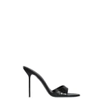 Paris Texas Lidia 105 Mules in Black Python-Print Leather
