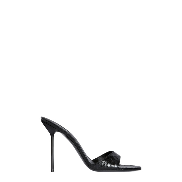 Paris Texas Lidia 105 Mules in Black Python-Print Leather