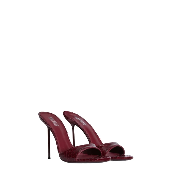 Lidia 105 Mules in Deep Red Python-Print Leather - Image 2
