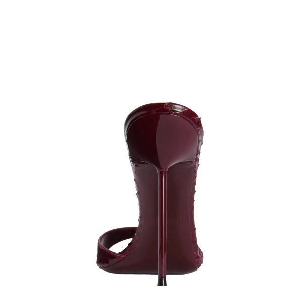 Lidia 105 Mules in Deep Red Python-Print Leather - Image 4