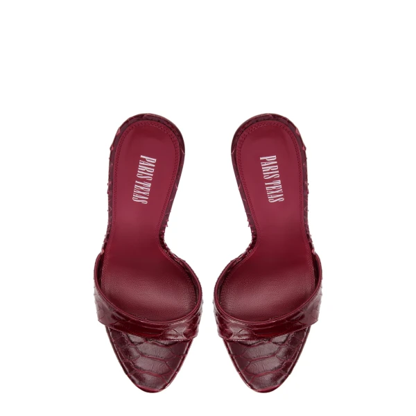 Lidia 105 Mules in Deep Red Python-Print Leather - Image 5