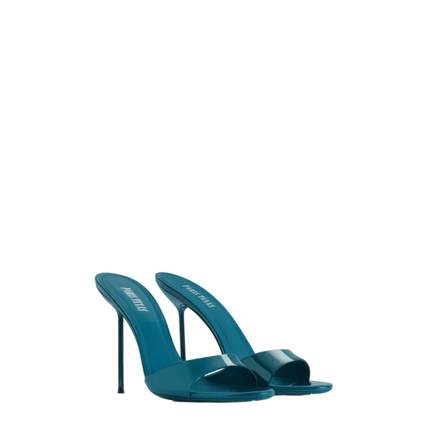Lidia 105 Mules in Deep Teal Patent Leather - Image 2
