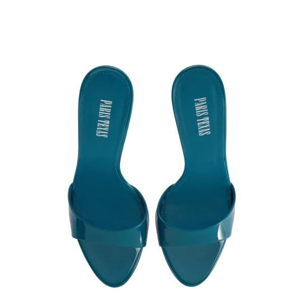 Lidia 105 Mules in Deep Teal Patent Leather - Image 5