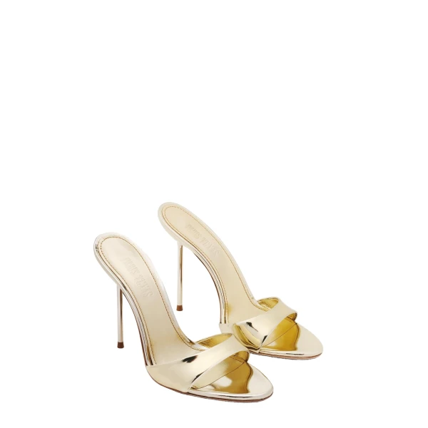 Lidia 105 Mules in Gold Mirrored Leather - Image 2