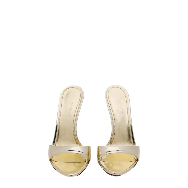 Lidia 105 Mules in Gold Mirrored Leather - Image 3