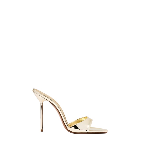 Paris Texas Lidia 105 Mules in Gold Mirrored Leather