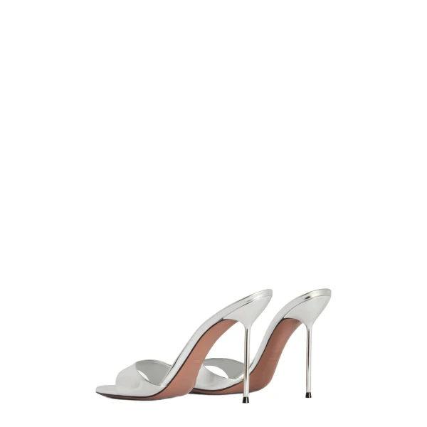 Lidia 105 Mules in Silver Mirrored Leather - Image 3