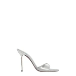 Paris Texas Lidia 105 Mules in Silver Mirrored Leather