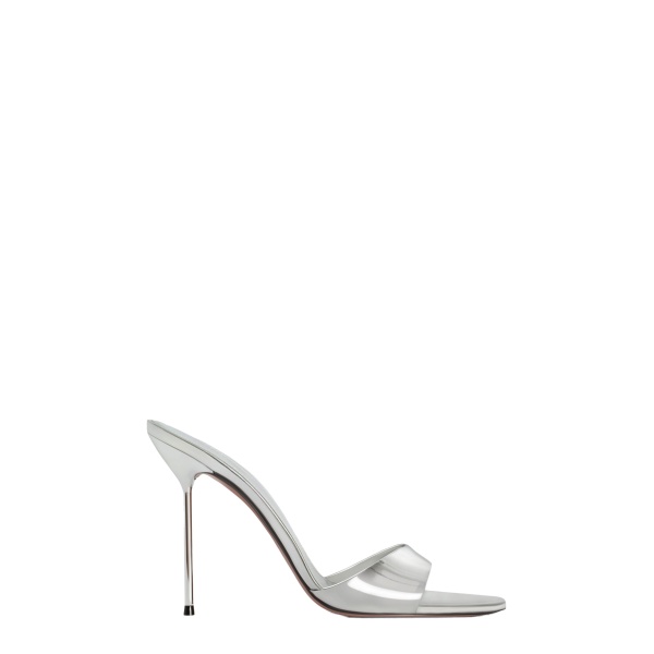 Paris Texas Lidia 105 Mules in Silver Mirrored Leather