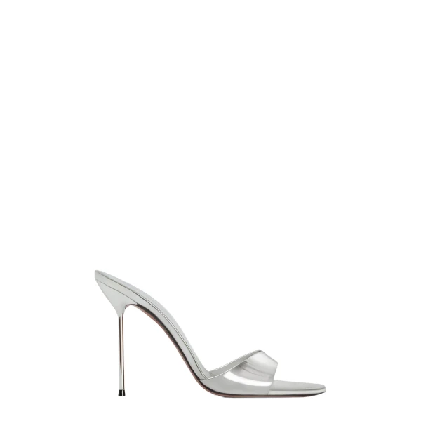 Paris Texas Lidia 105 Mules in Silver Mirrored Leather