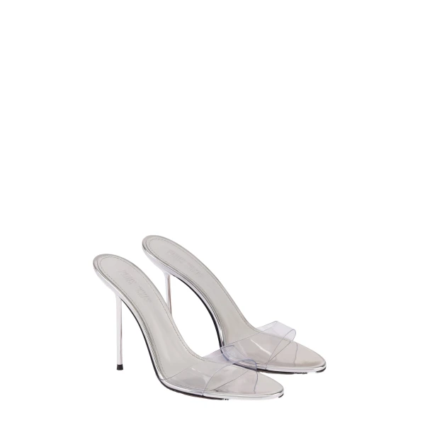 Lidia 105 Mules in Silver PVC and Mirrored Leather - Image 2