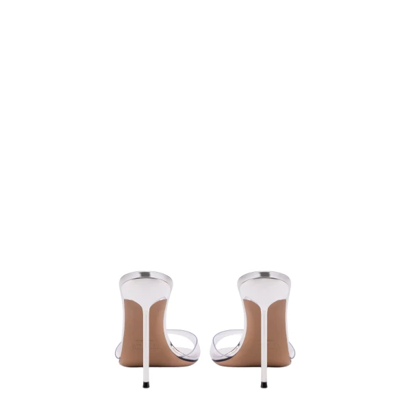 Lidia 105 Mules in Silver PVC and Mirrored Leather - Image 4