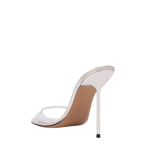Lidia 105 Mules in Silver PVC and Mirrored Leather - Image 5