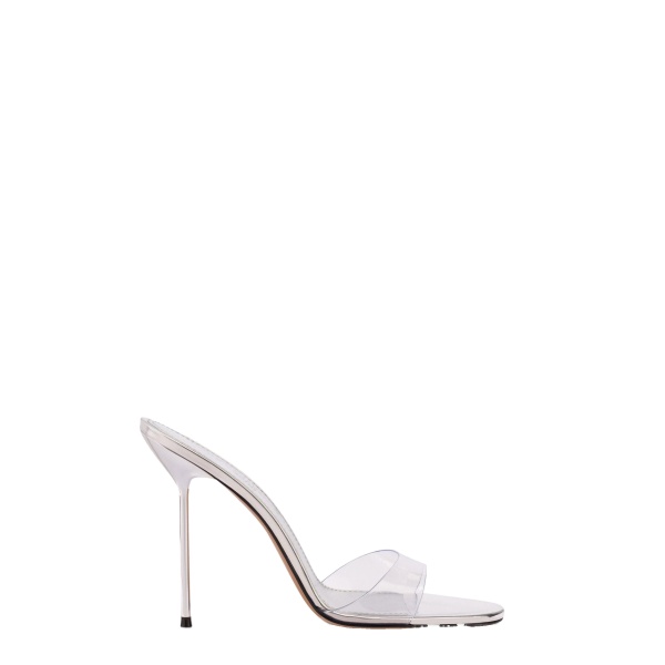 Paris Texas Lidia 105 Mules in Silver PVC and Mirrored Leather