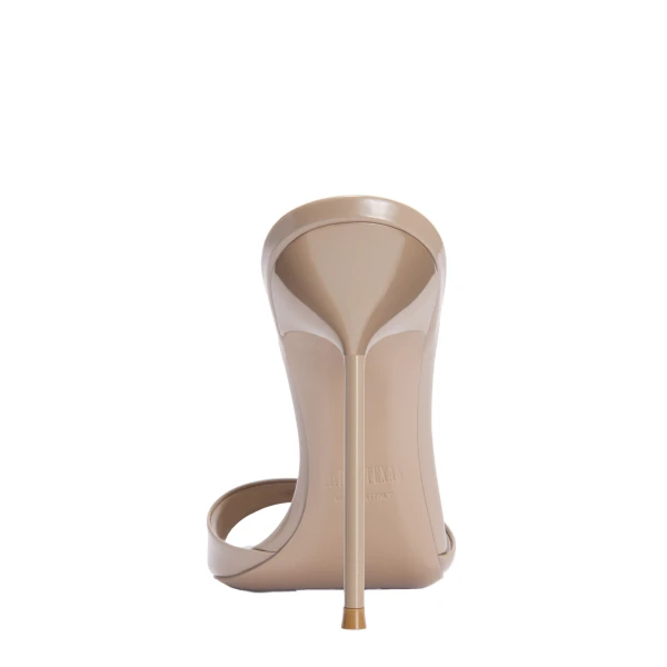 Lidia 105 Mules in Taupe Patent Leather - Image 4