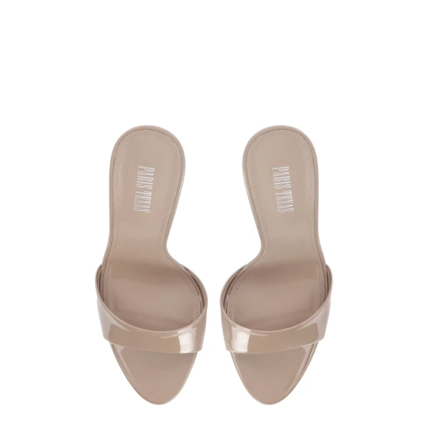 Lidia 105 Mules in Taupe Patent Leather - Image 5